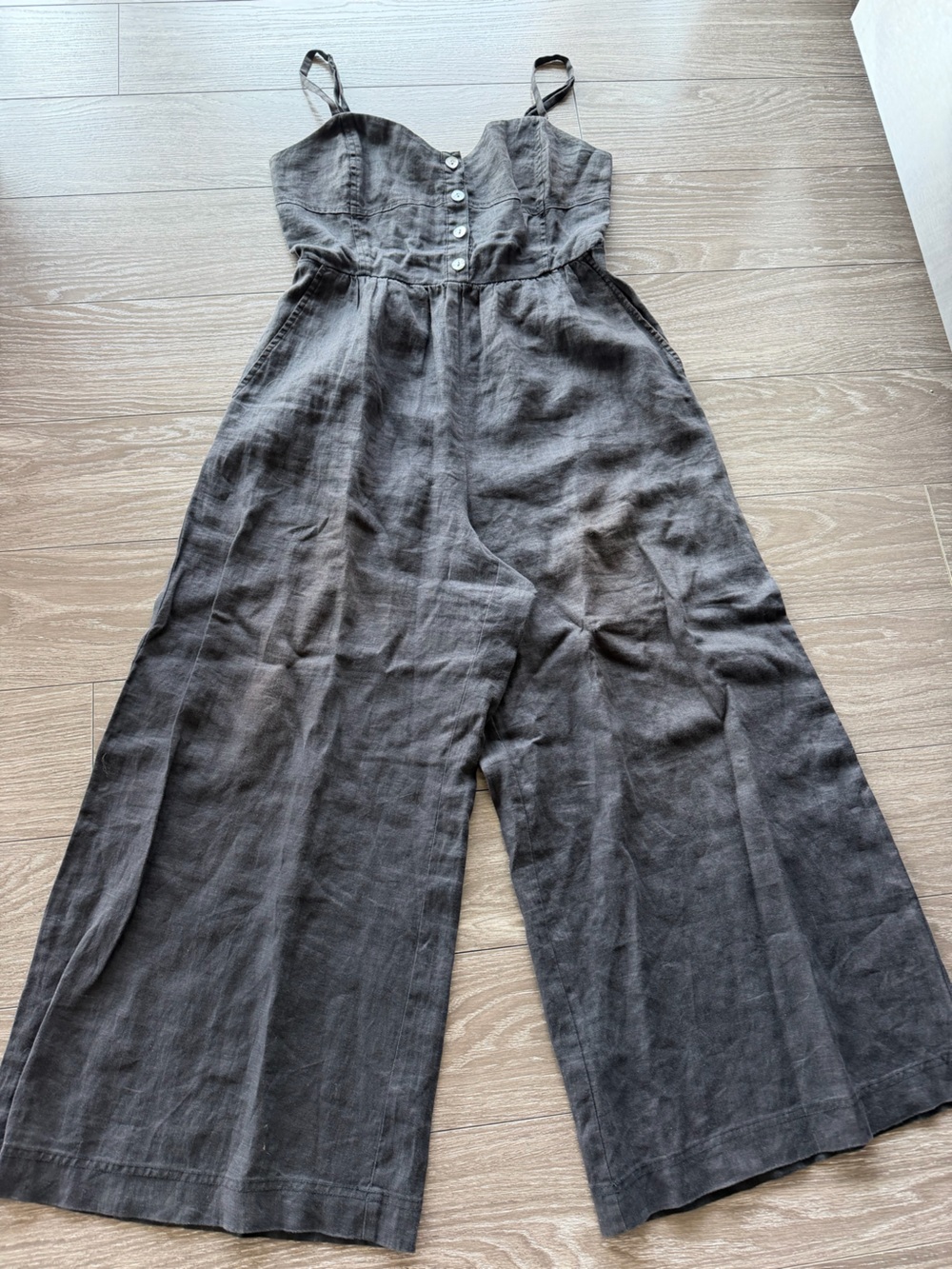 Madewell Relaxed Wide-Leg Black Linen Jumpsuit